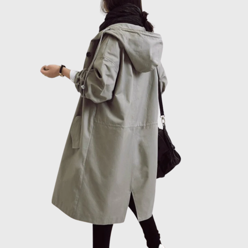 Catherine | Women Casual Hooded Longline Button Coat
