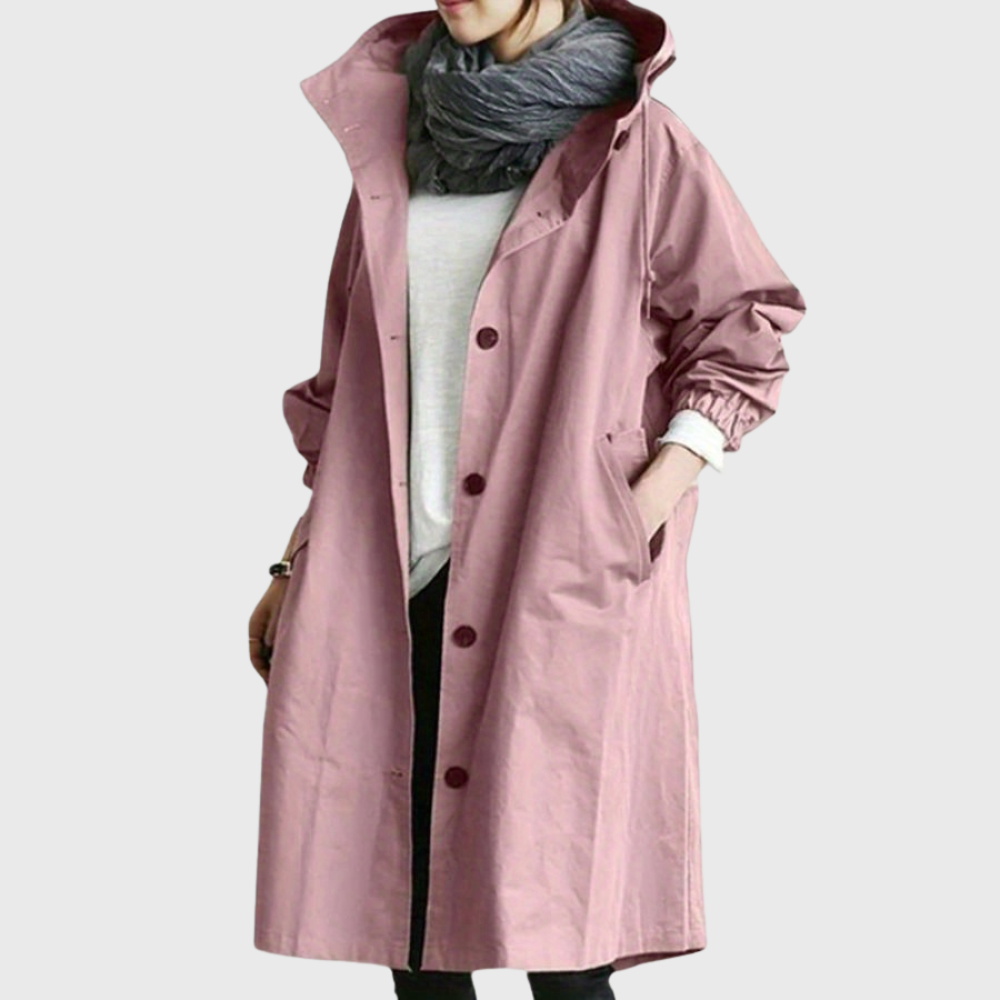 Catherine | Women Casual Hooded Longline Button Coat