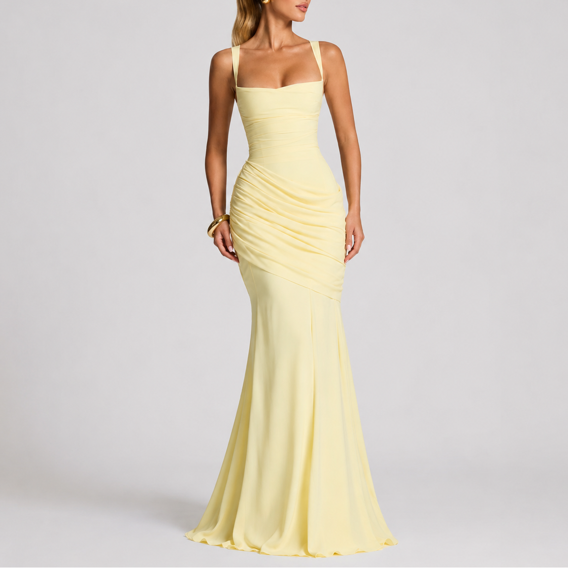 Women's Elegant Ruched Maxi Evening Dress
