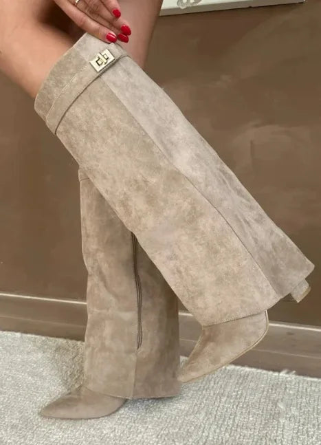 Ella | Women’s Leather Thigh-High Boots with Buckle