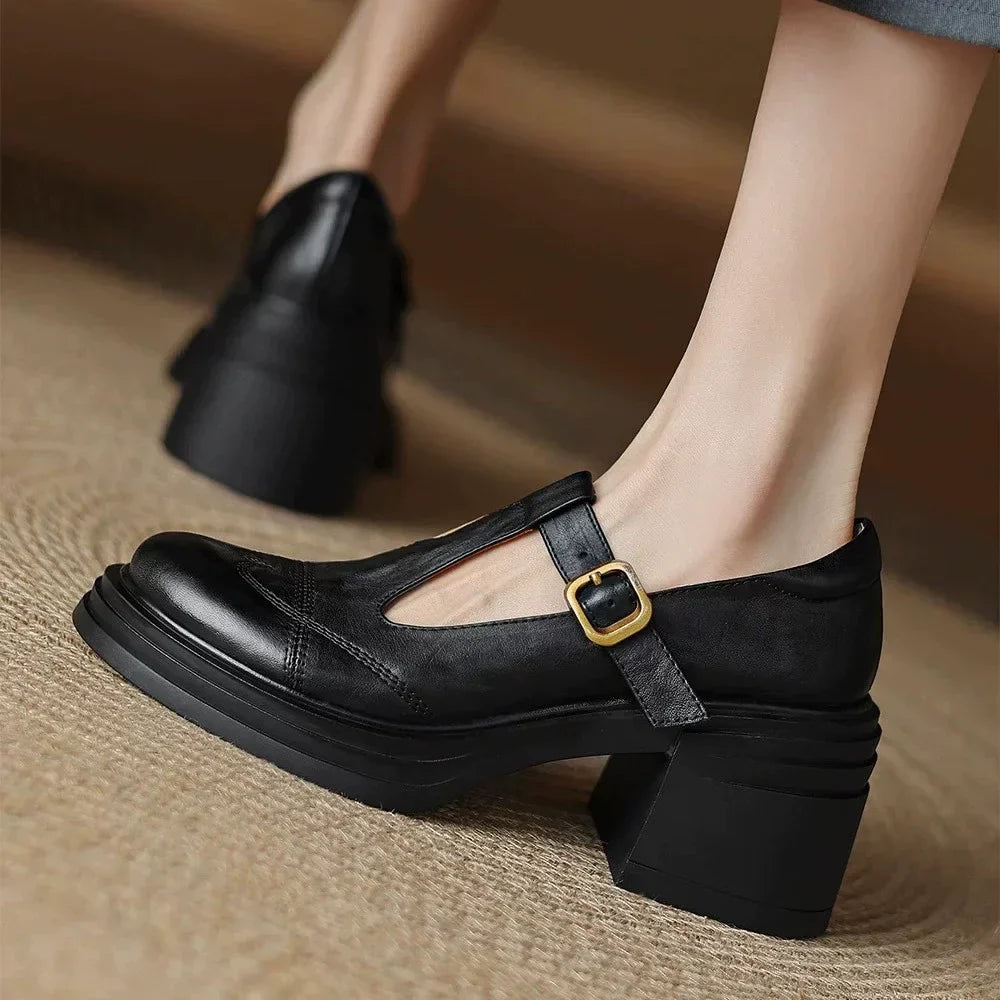 Daisy | Classic Women’s Leather T-Strap Shoes