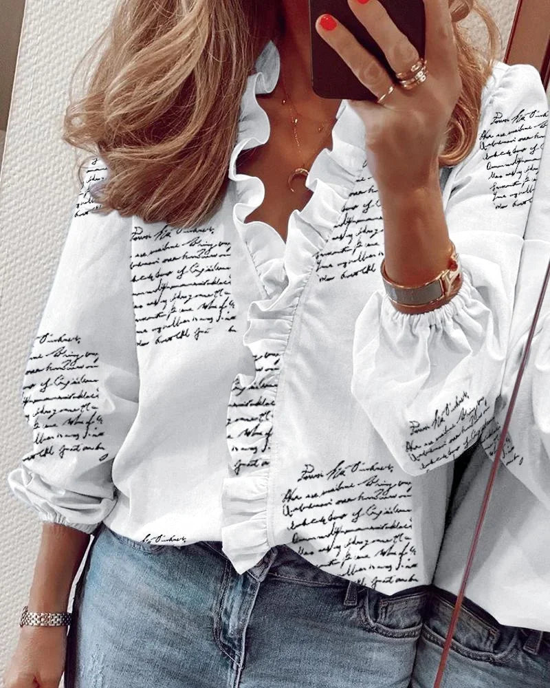 Hannah | Women Elegant Ruffle Trim Wrap Blouse