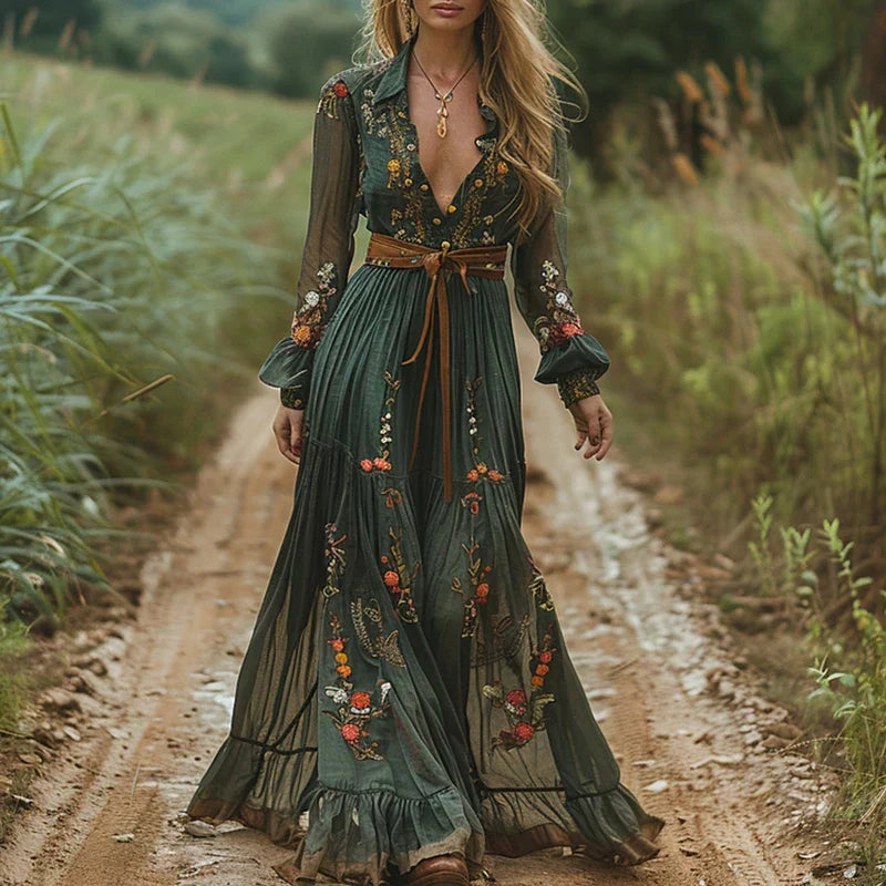 Freya | Women’s Floral Long Sleeve Maxi Dress
