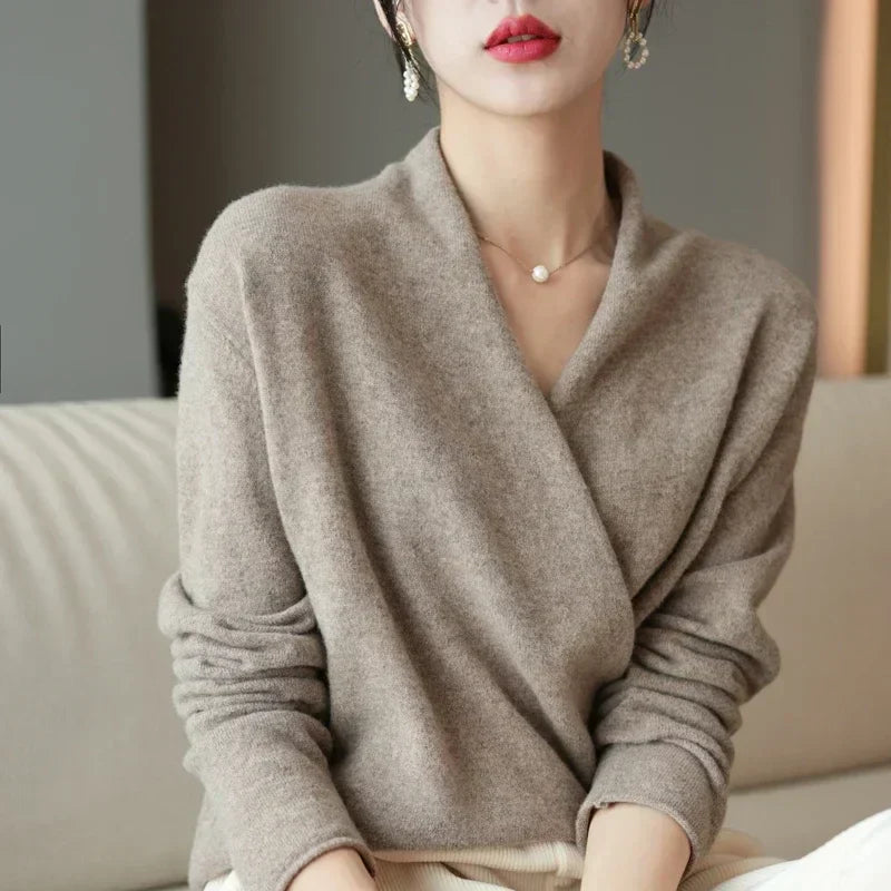 Elizabeth | Women’s Winter Wrap V Neck Knit Sweater