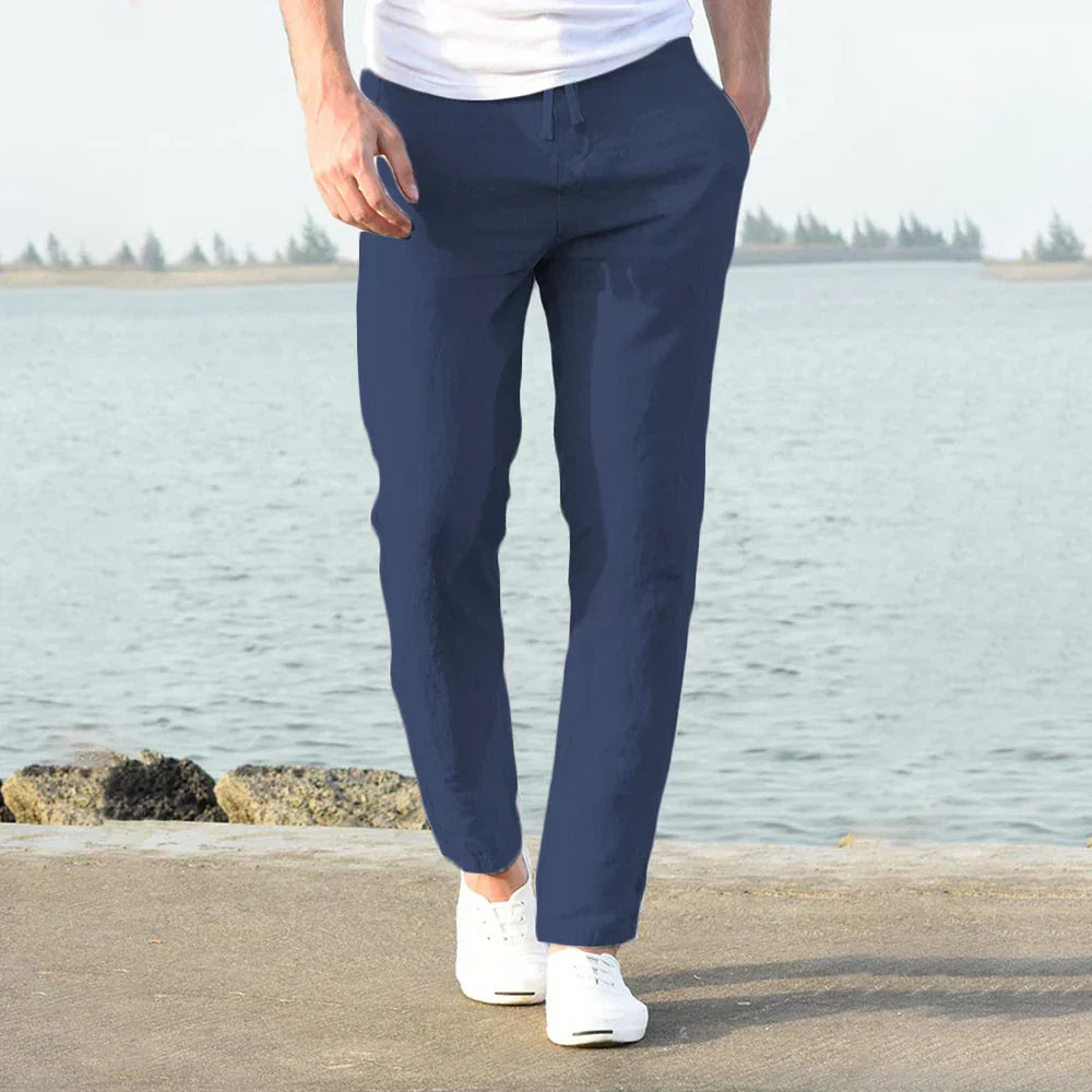 John | Men Lightweight Relaxed Fit Linen Trousers