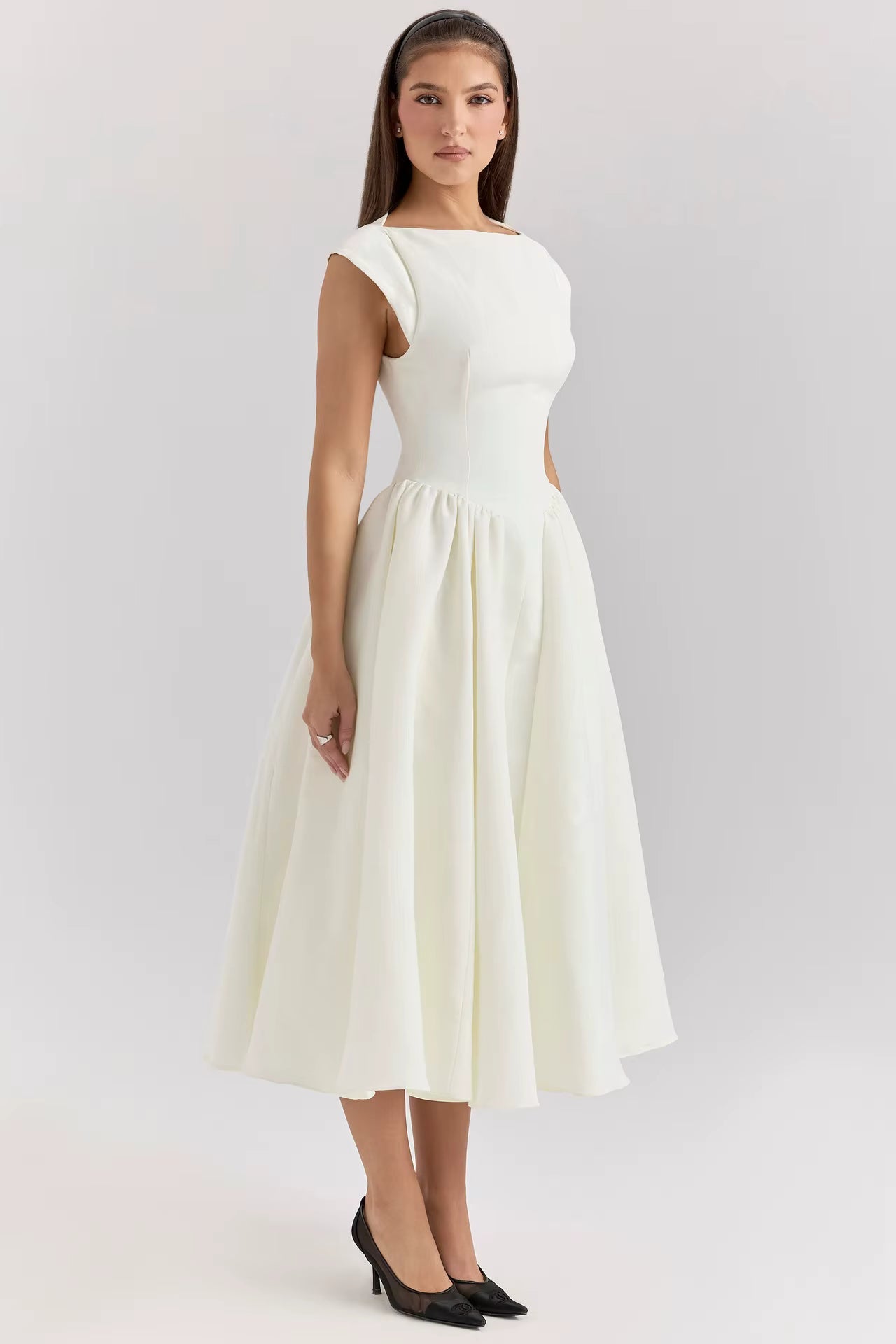 Luna Fashion House | Structured Cap Sleeve Midi Dress – Classic Occasion Dress