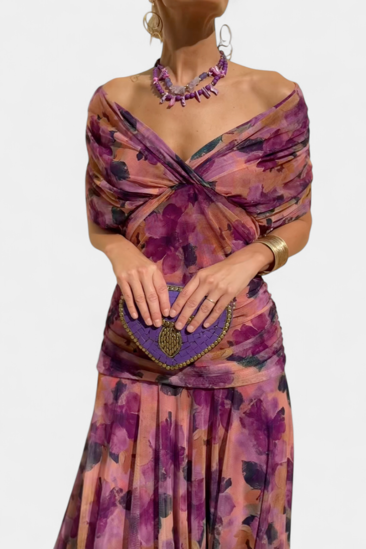 Nancy | Women’s Off Shoulder Ruched Maxi Dress