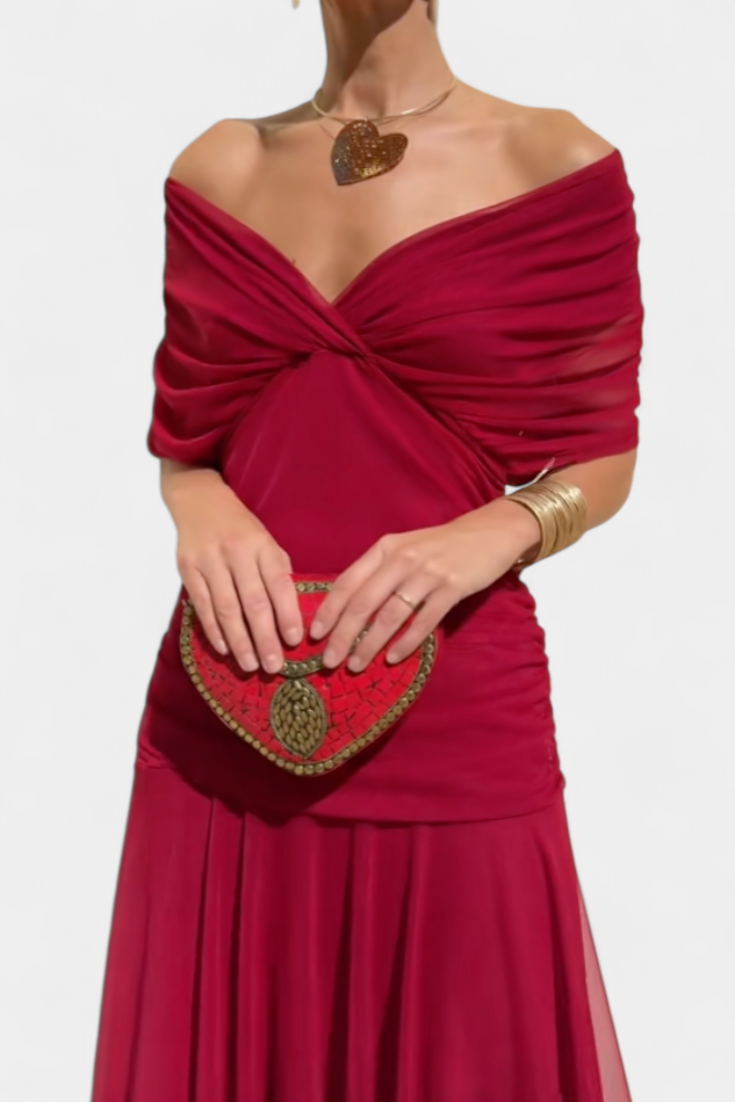 Nancy | Women’s Off Shoulder Ruched Maxi Dress