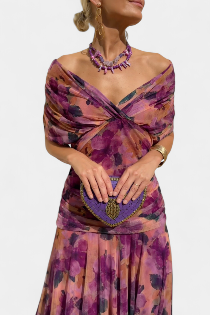 Nancy | Women’s Off Shoulder Ruched Maxi Dress