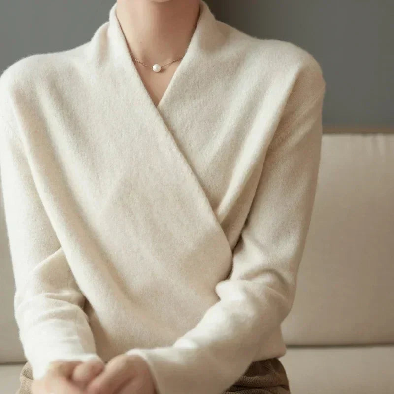 Elizabeth | Women’s Winter Wrap V Neck Knit Sweater