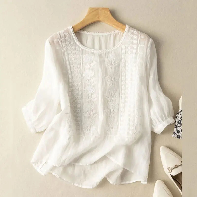 Freya | Women Embroidered Round Neck Blouse