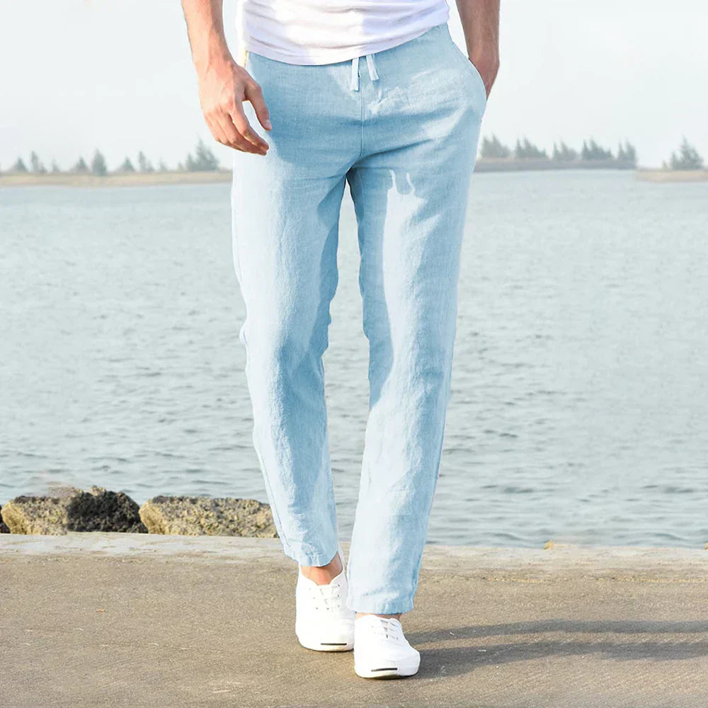 John | Men Lightweight Relaxed Fit Linen Trousers