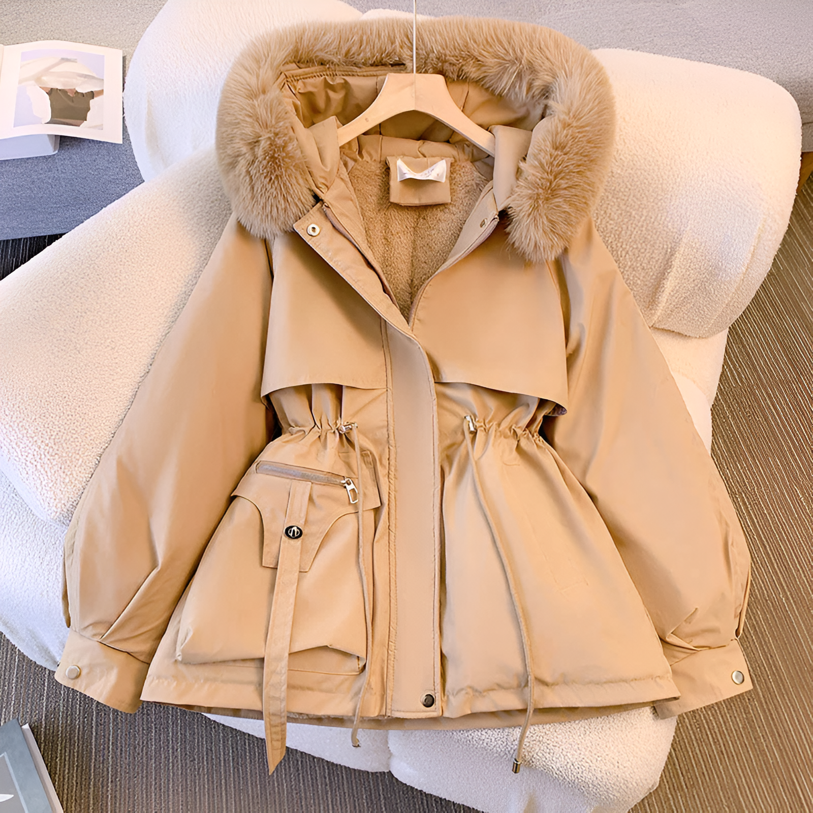 Rachel | Women’s Casual Drawstring Waist Winter Coat