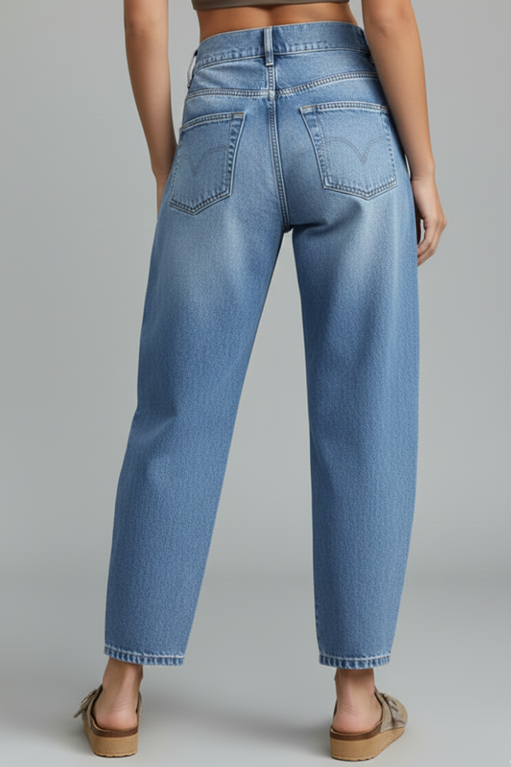 Jessica | Women’s Casual Mid-Waist Denim Jeans with Front Closure