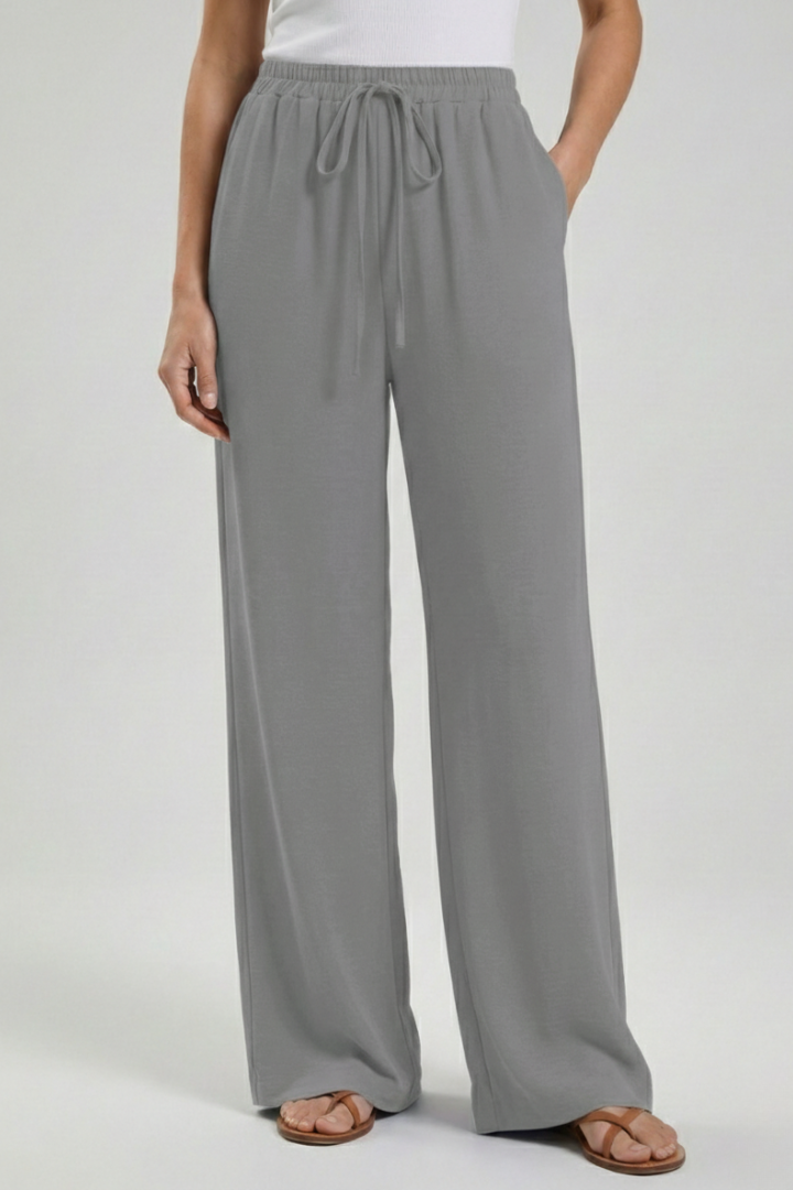 Catherine | Women’s Palazzo Trousers with Drawstring Waist and Side Pockets