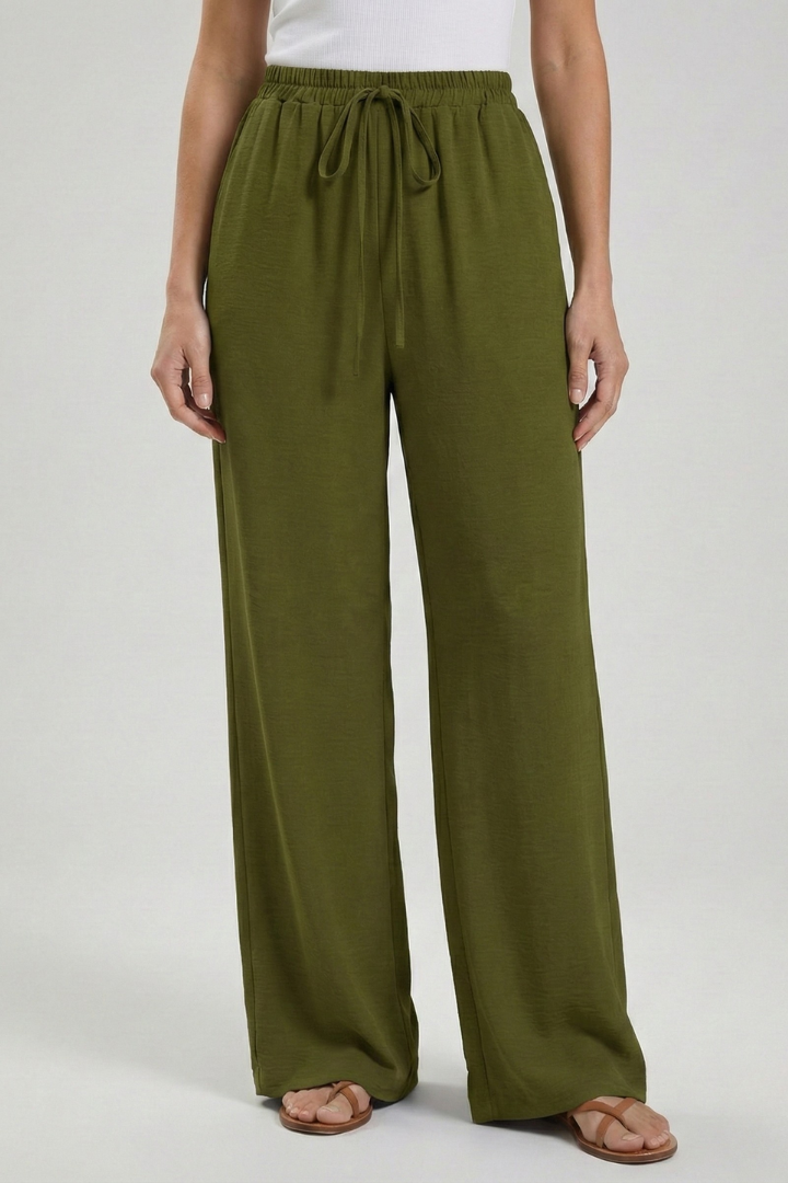 Catherine | Women’s Palazzo Trousers with Drawstring Waist and Side Pockets