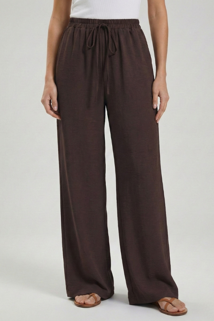 Catherine | Women’s Palazzo Trousers with Drawstring Waist and Side Pockets
