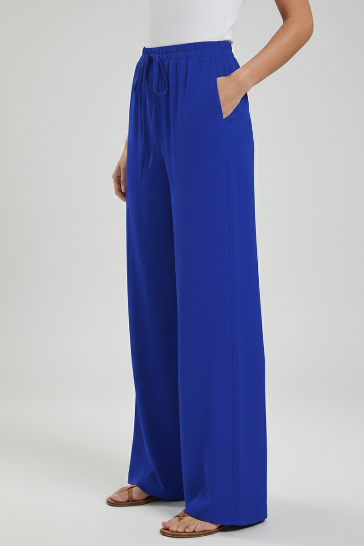 Catherine | Women’s Palazzo Trousers with Drawstring Waist and Side Pockets