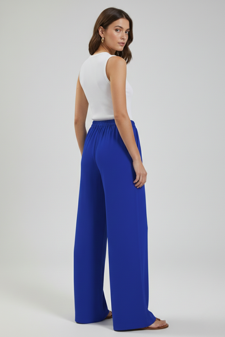Catherine | Women’s Palazzo Trousers with Drawstring Waist and Side Pockets