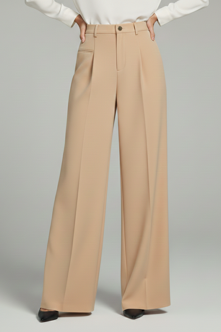 Ava | Women’s Palazzo Trousers with Front Pleats and Back Pockets