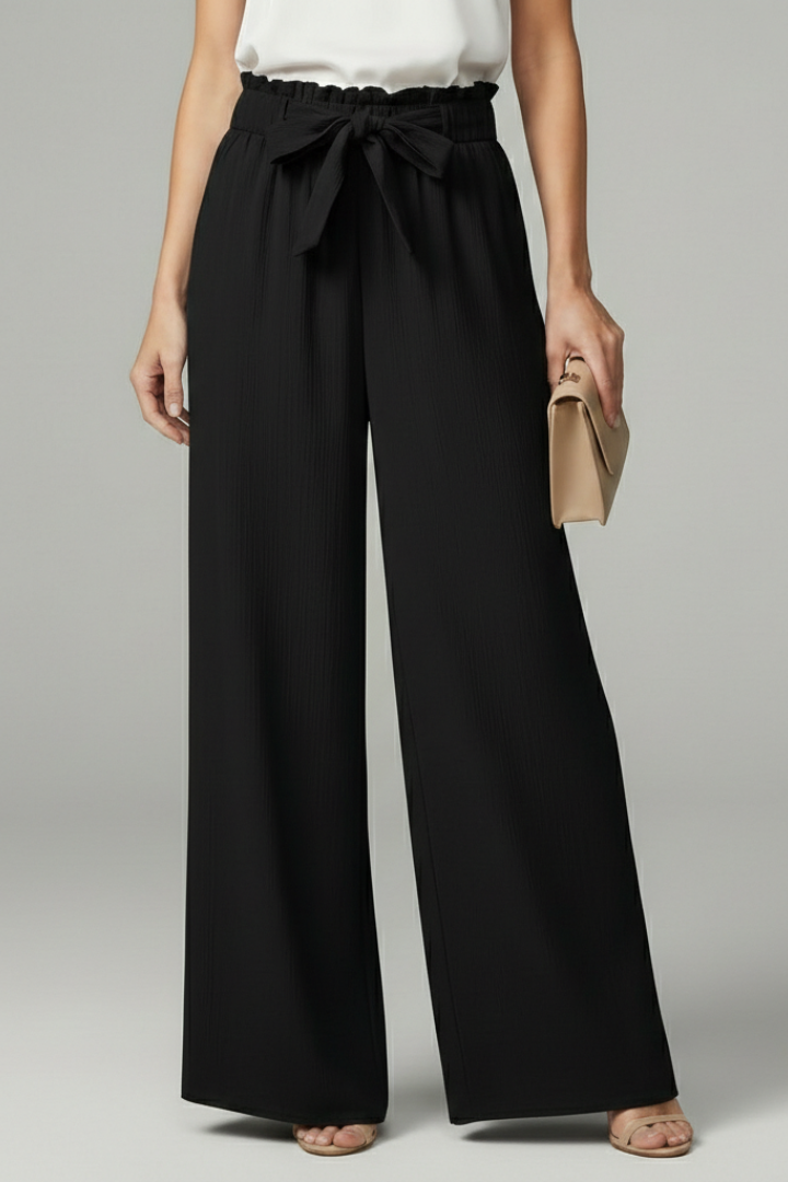 Charlotte | Women’s Palazzo Trousers with Tie Belt and Wide Legs