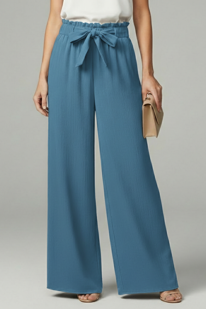 Charlotte | Women’s Palazzo Trousers with Tie Belt and Wide Legs