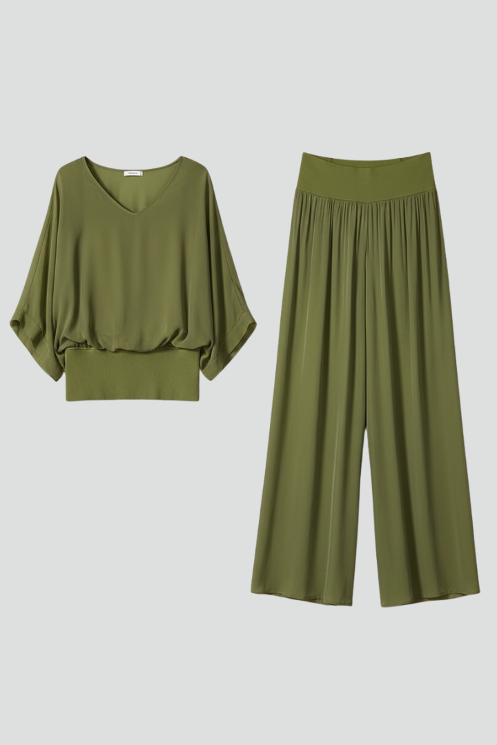Elsie | Women’s Chiffon Two-Piece Wide-Leg Set