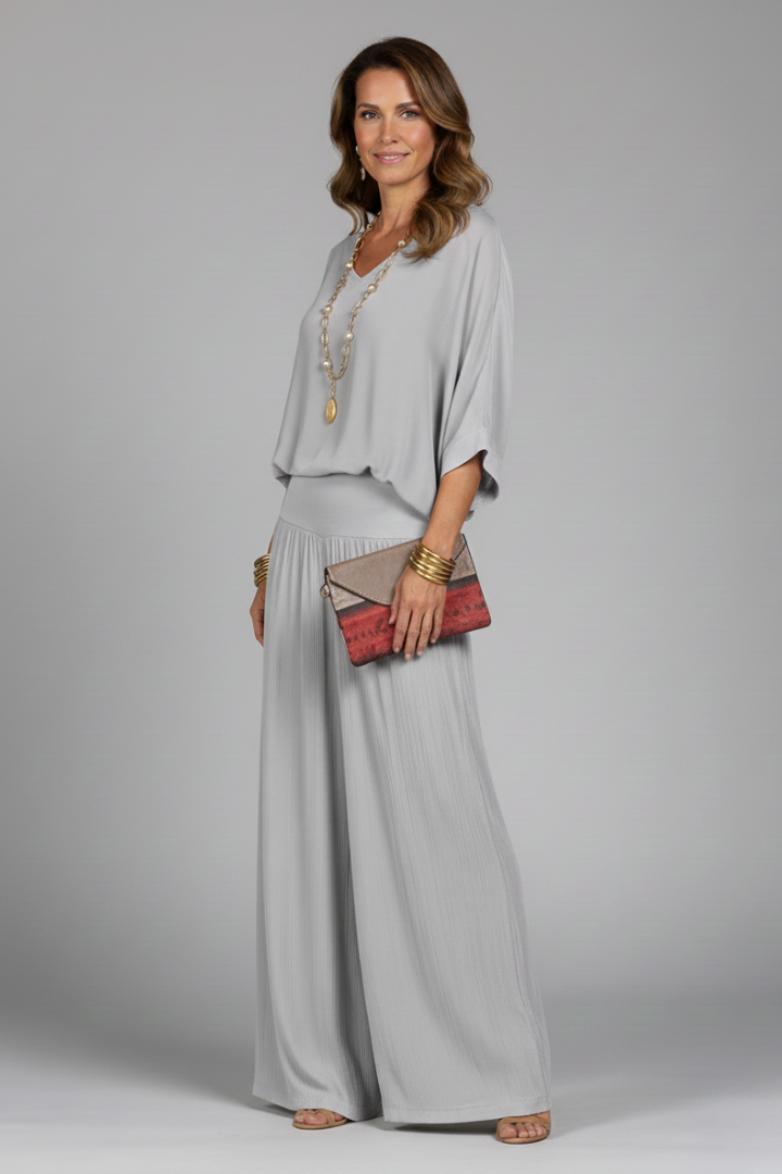 Elsie | Women’s Chiffon Two-Piece Wide-Leg Set