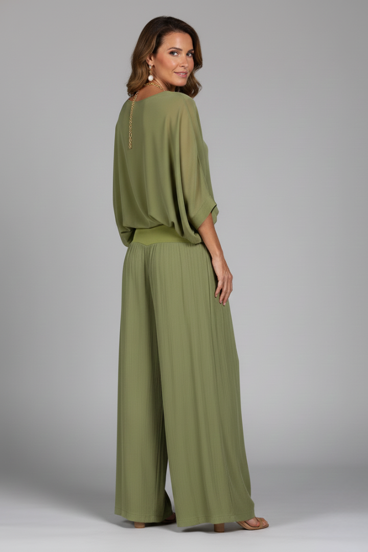 Elsie | Women’s Chiffon Two-Piece Wide-Leg Set