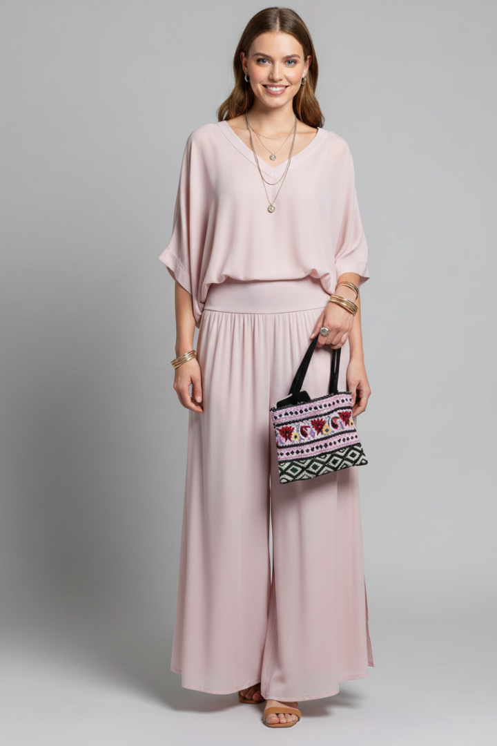 Elsie | Women’s Chiffon Two-Piece Wide-Leg Set