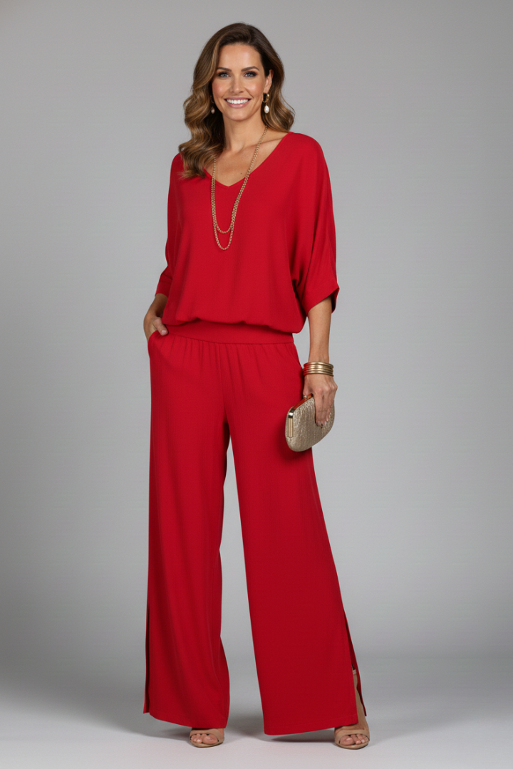 Elsie | Women’s Chiffon Two-Piece Wide-Leg Set