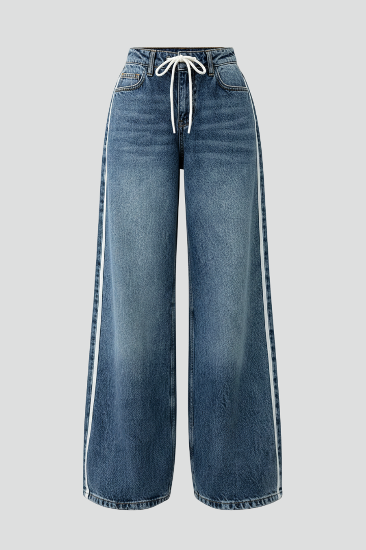 Harper | Women’s Relaxed Wide-Leg Denim Jeans with Drawstring Detail