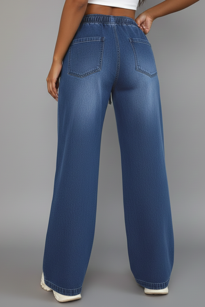 Chloe | Women’s Casual Wide-Leg Trousers with Drawstring Waist and Patch Pockets