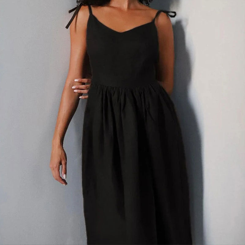 Millie | Women’s Midi Dress V Neck Open Back Slit