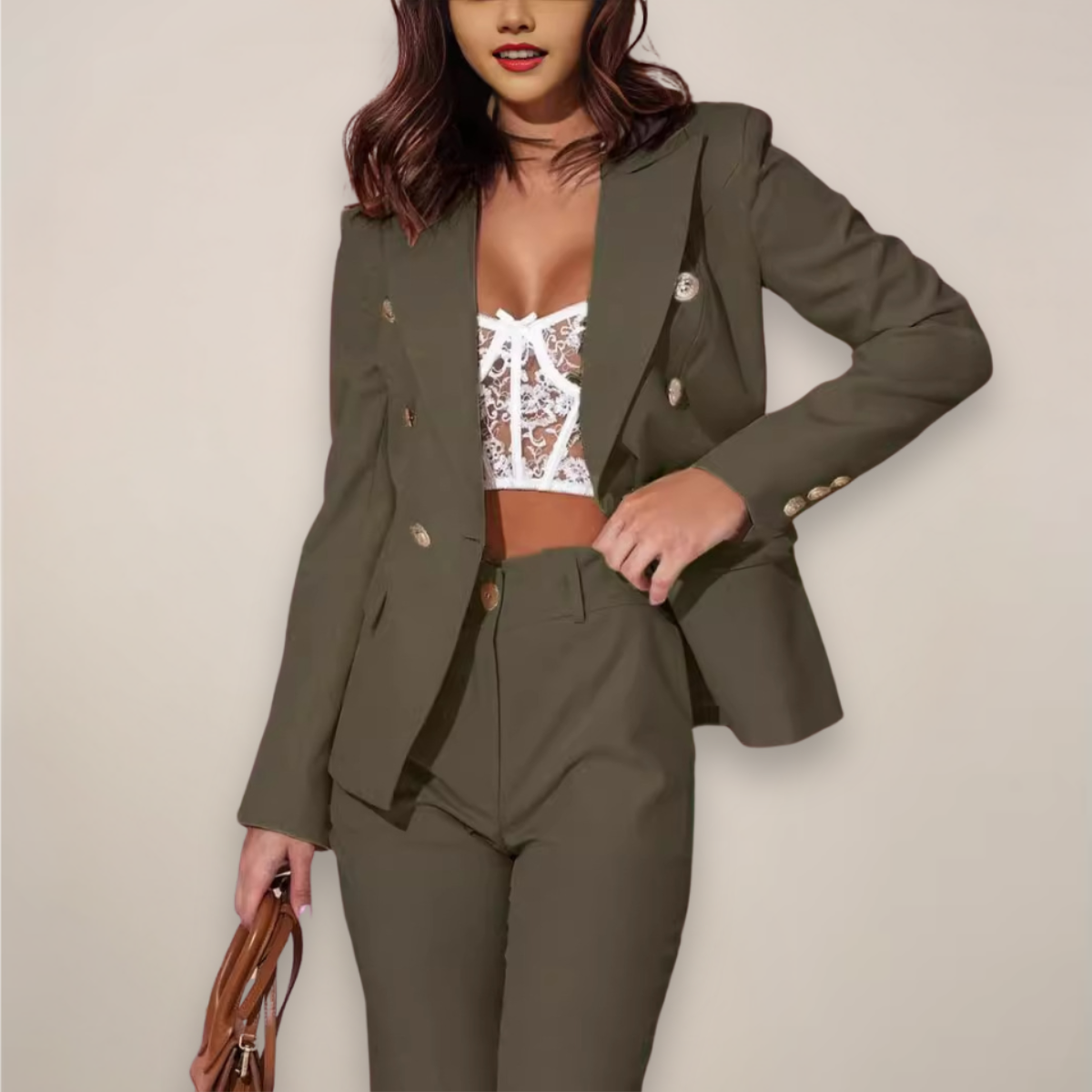 Ava | Women’s Two Piece Tailored Blazer Suit Set