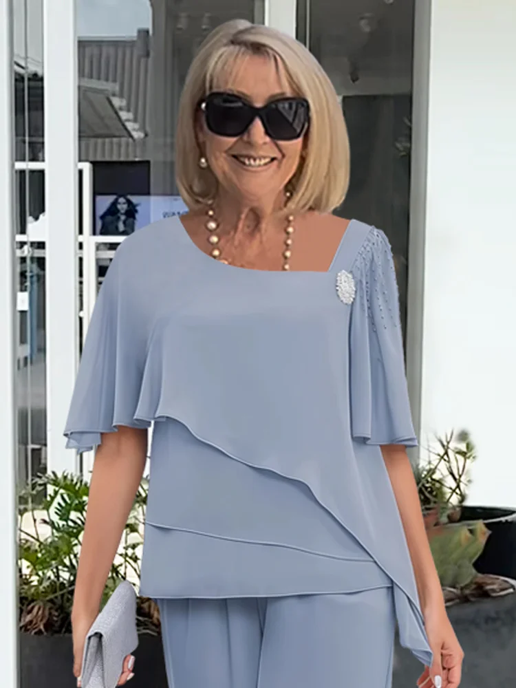 Audrey | Women’s Elegant Layered Evening Top And Pants Set