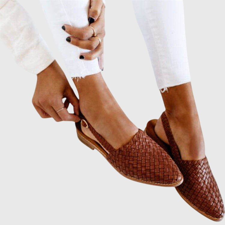 Leah | Woven Open Toe Loafers for Women