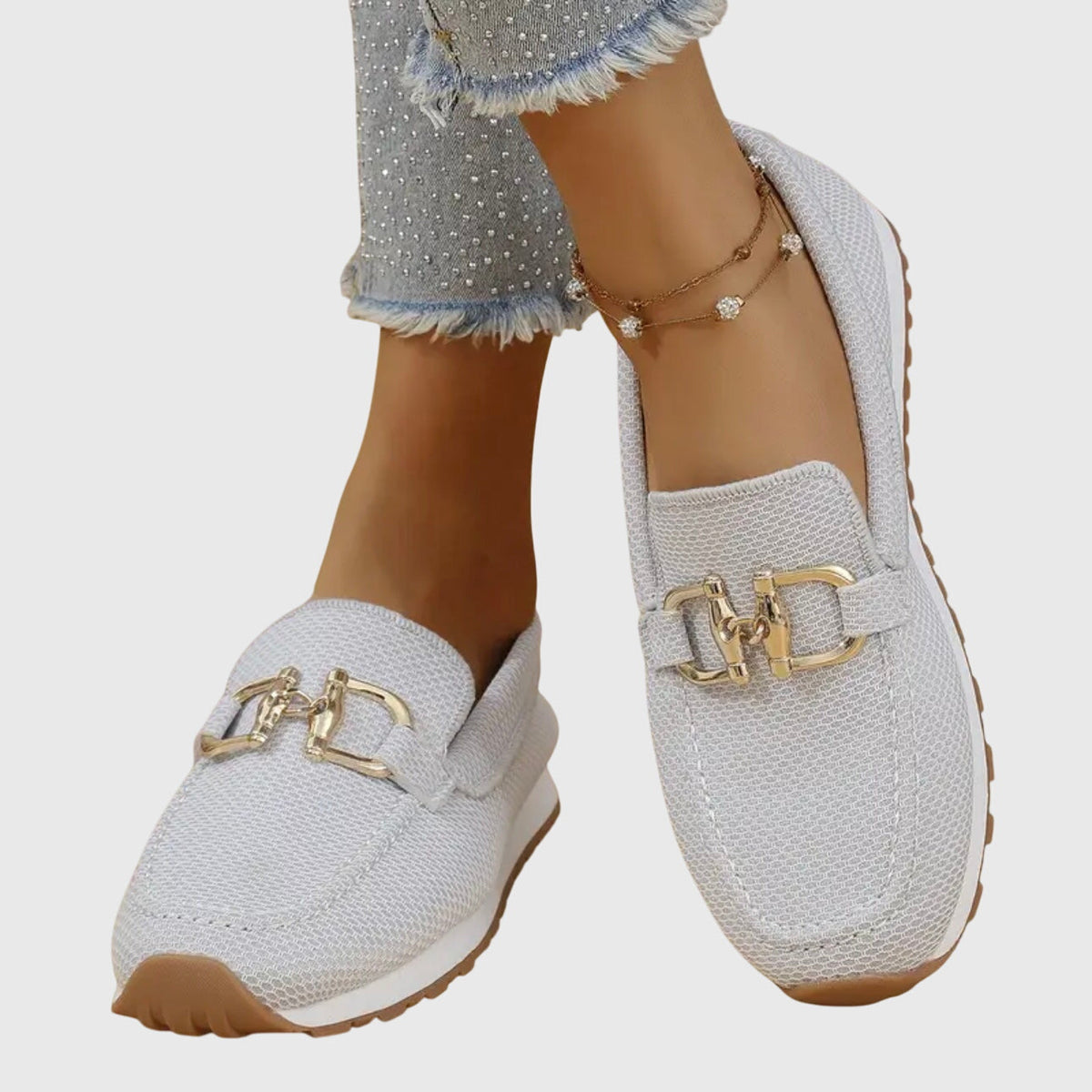 Andrina | Woven Loafers with Chain Detail for Women