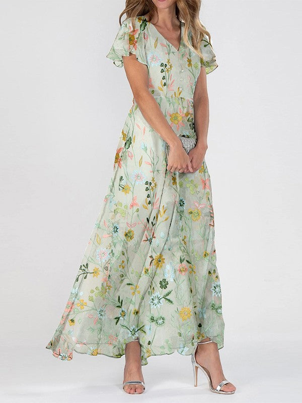 Lily | Women’s Summer Floral V Neck Maxi Dress
