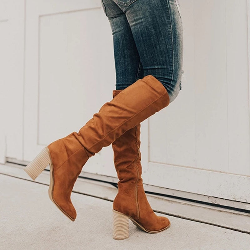 Ella | Thigh High Chunky Heel Boots Women