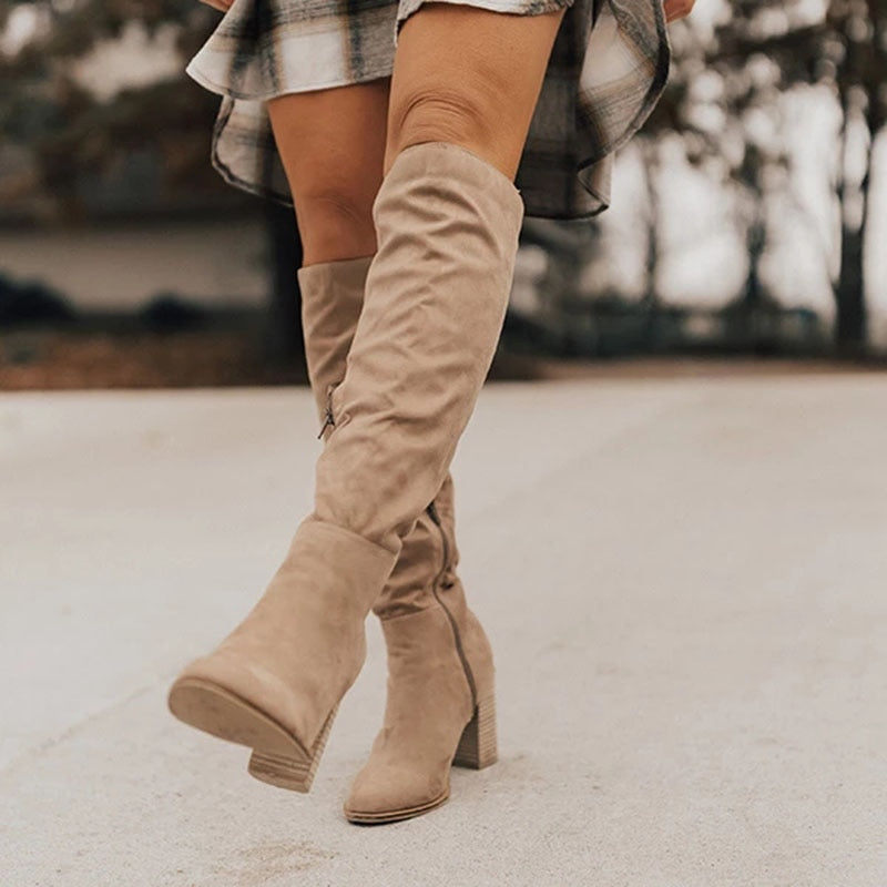 Ella | Thigh High Chunky Heel Boots Women