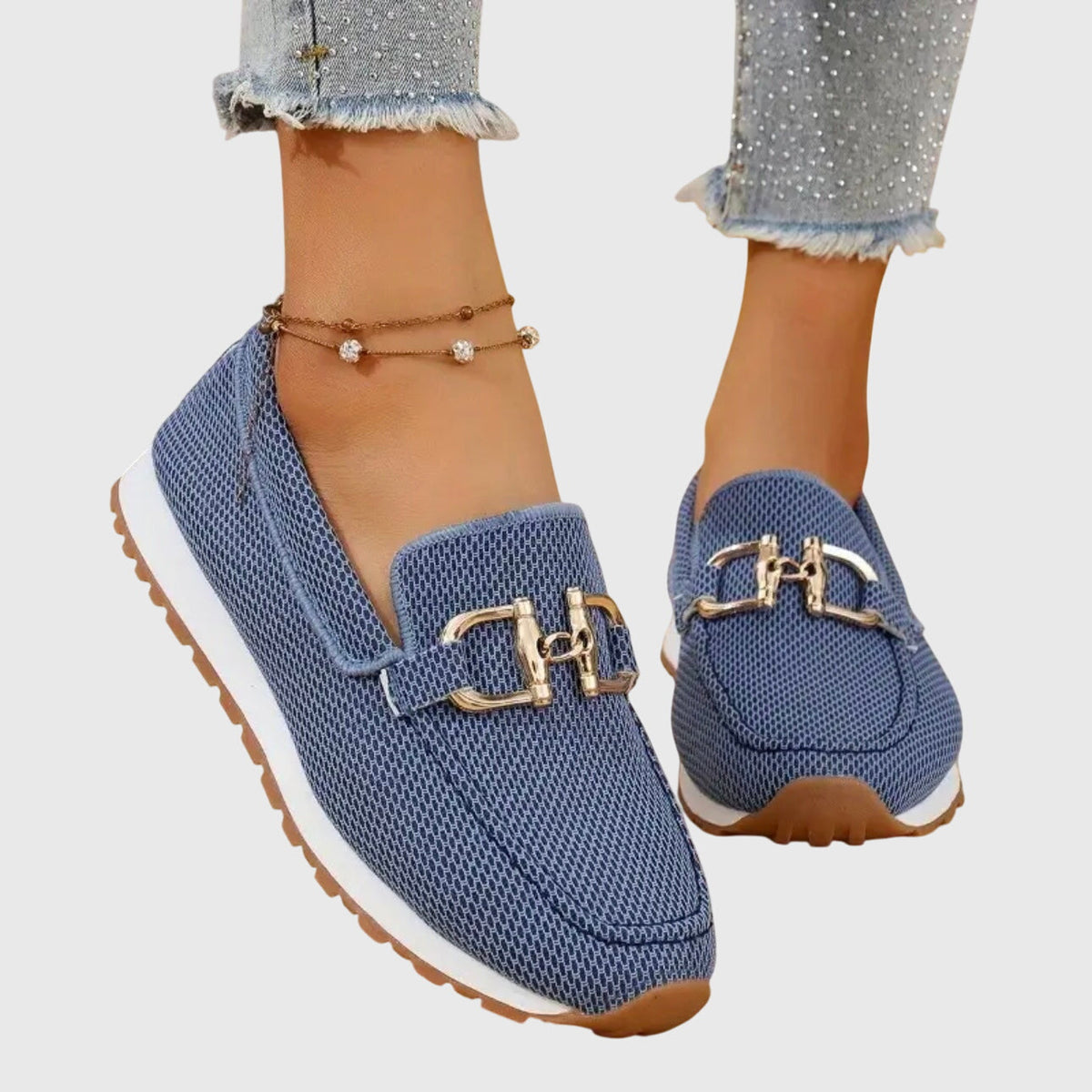 Riane | Woven Loafers with Chain Detail for Women