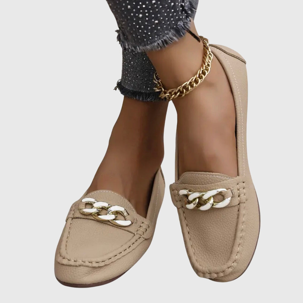 Melissa | Leather Loafers with Chain Detail for Women