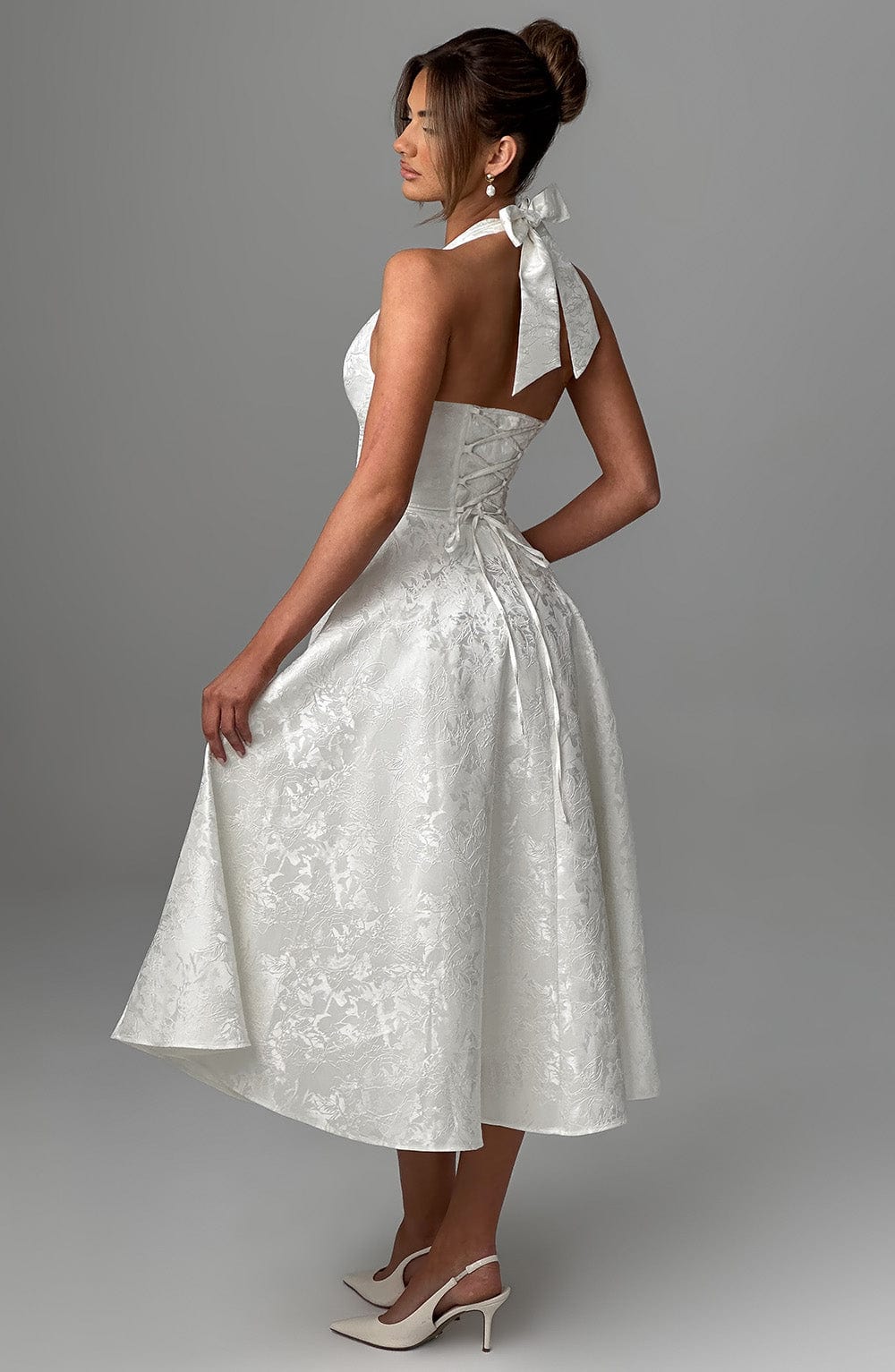 Hailey | Women Wedding Guest Halter Midi Dress