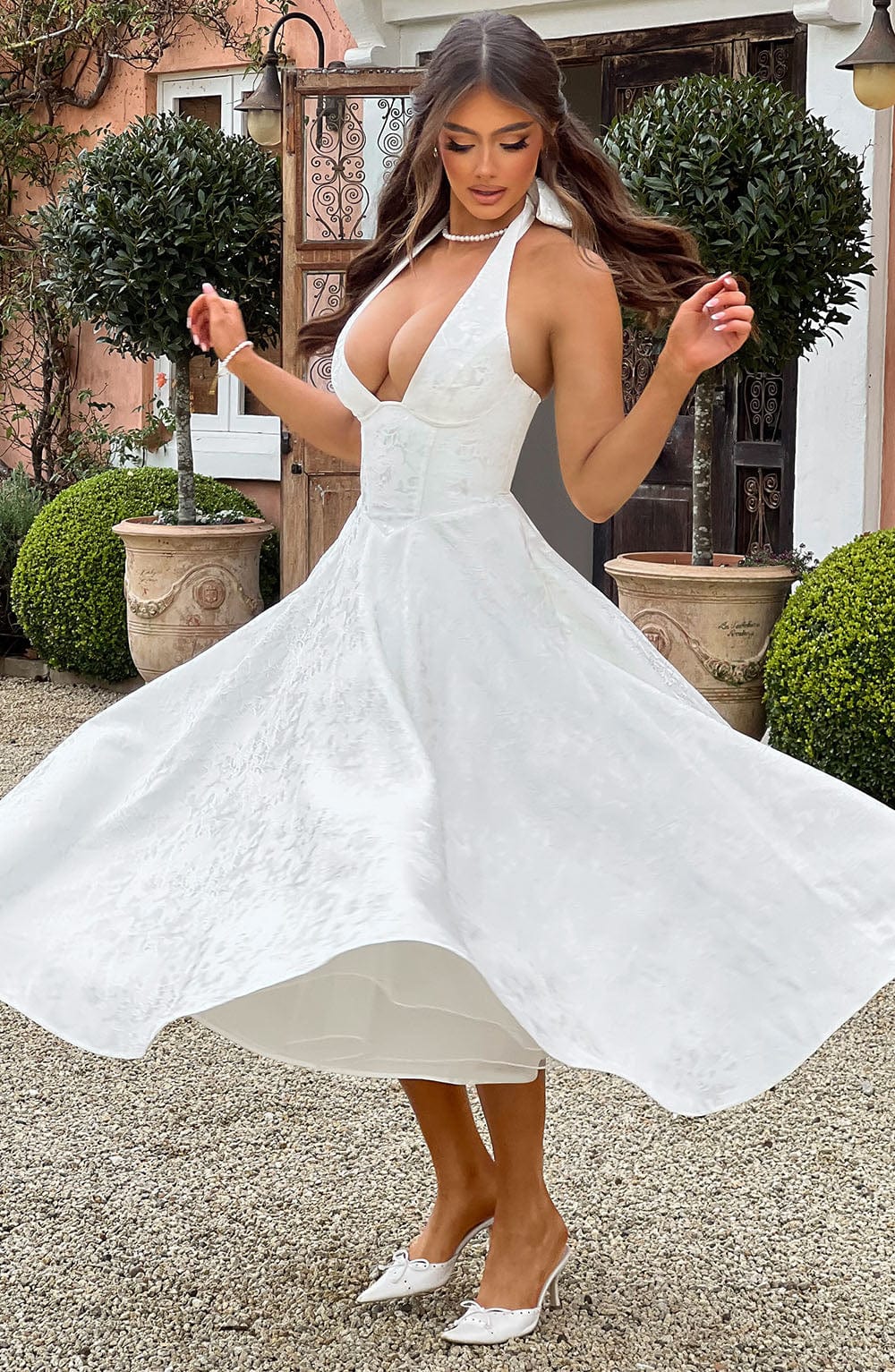 Chloe | Women’s Wedding Gues Dress Halter Midi Dress