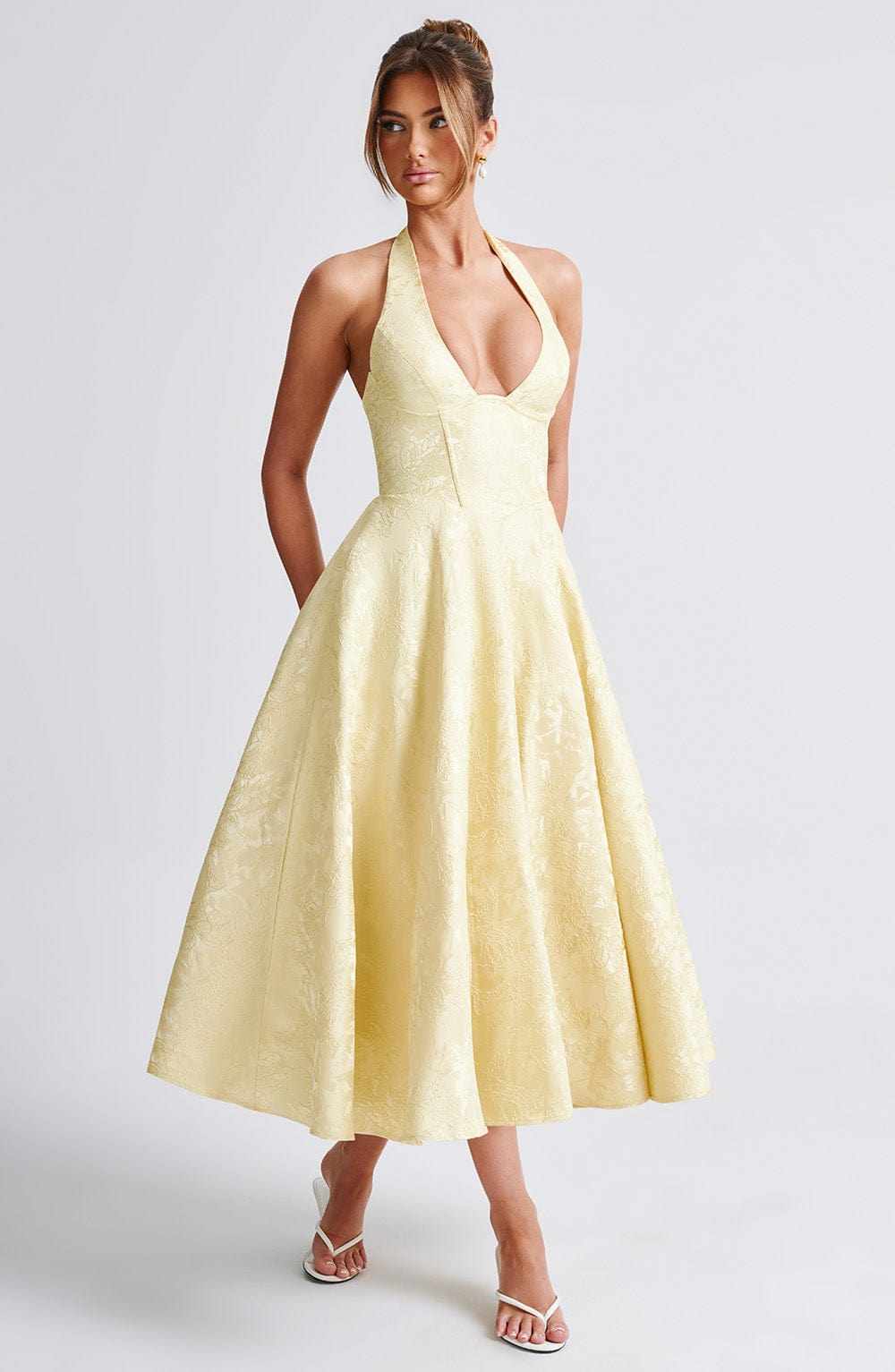 Hailey | Women Wedding Guest Halter Midi Dress
