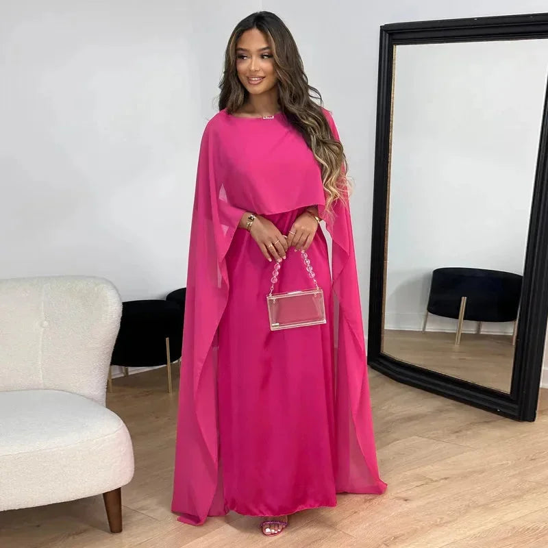 Caroline | Women's Wedding Guest Cape Maxi Dress