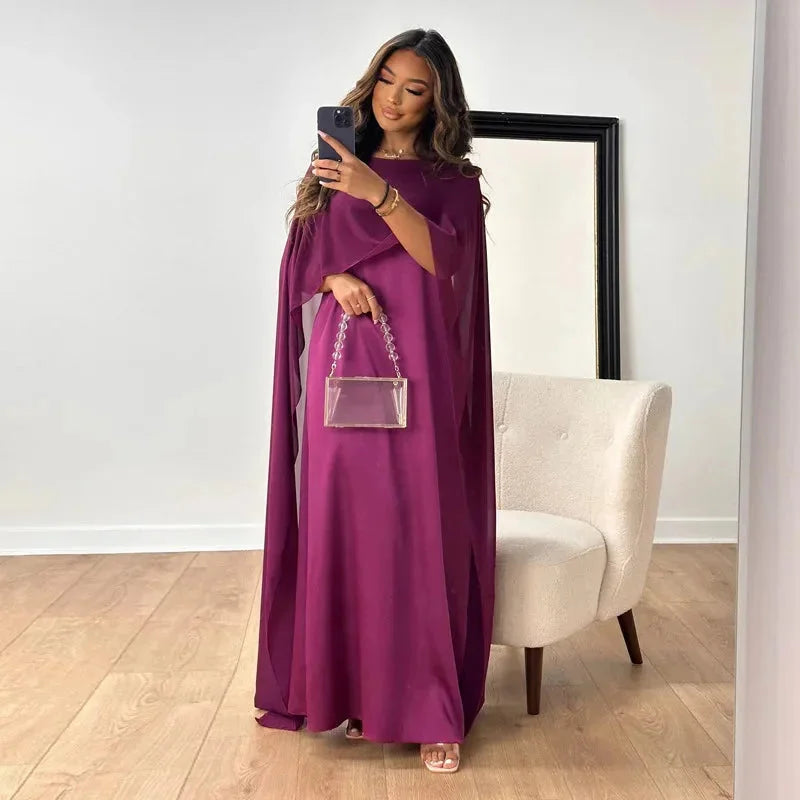 Caroline | Women's Wedding Guest Cape Maxi Dress
