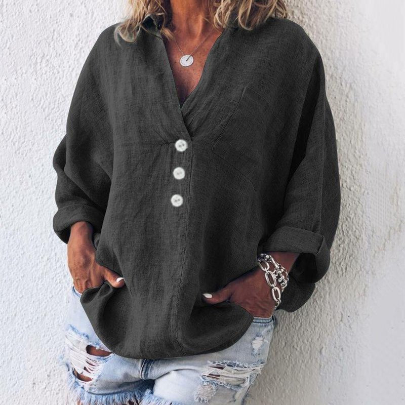 Evangeline | Women's V-Neck Button Down Blouse