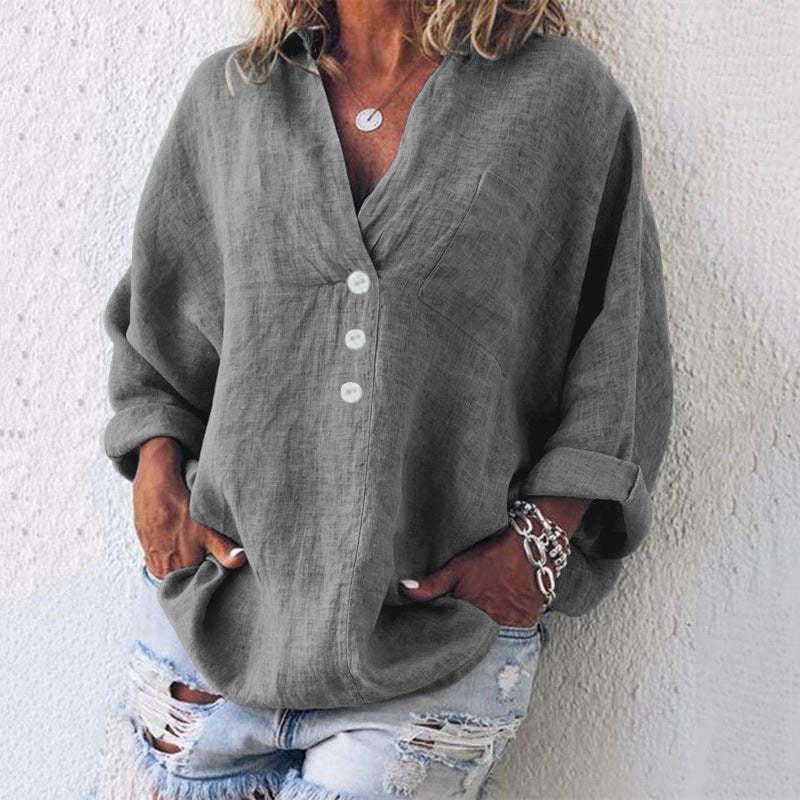 Evangeline | Women's V-Neck Button Down Blouse